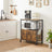 Industrial Kitchen Cupboard - Metal - Rustic Brown and Black - Mobile with Storage Shelves and Hooks