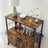 Industrial Kitchen Cupboard - Metal - Rustic Brown and Black - Mobile with Storage Shelves and Hooks