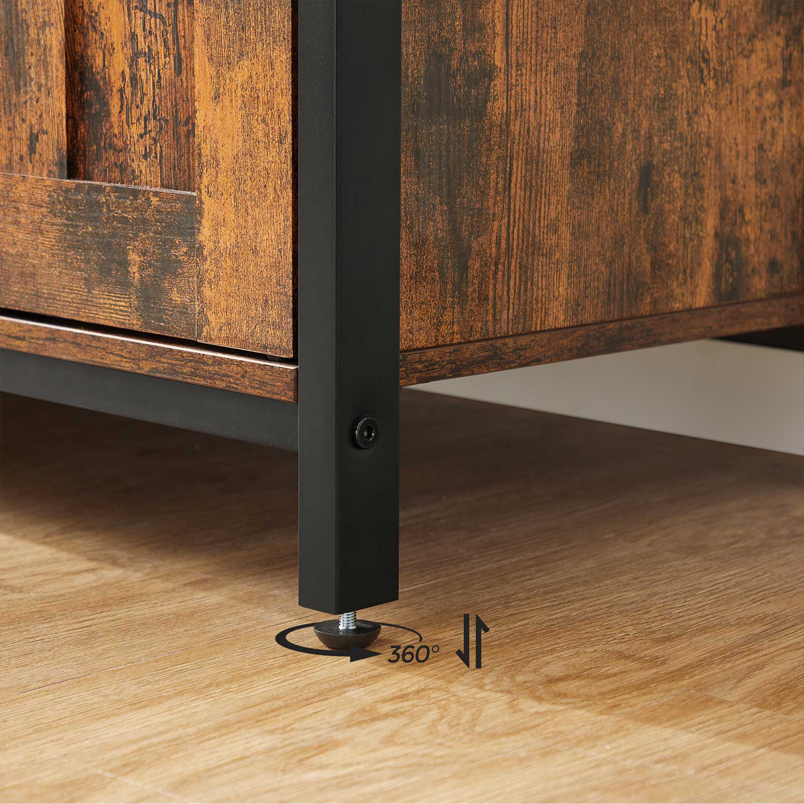 Storage Cabinet - Wood - Rustic Brown and Black - Multi-Functional with Wine Holder