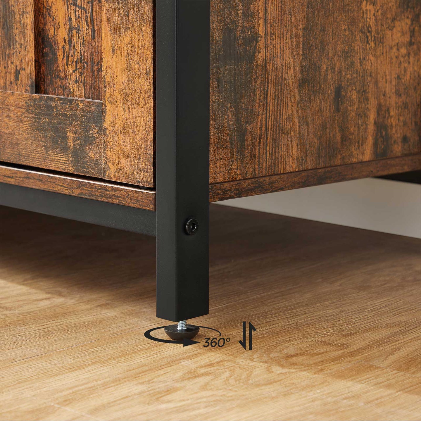 Storage Cabinet - Wood - Rustic Brown and Black - Multi-Functional with Wine Holder