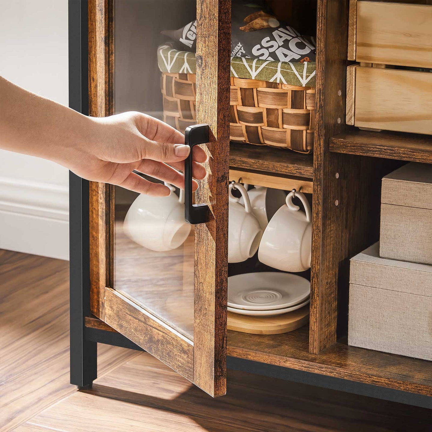 Sideboard - Wood - Rustic Brown and Black - Ideal Dimensions