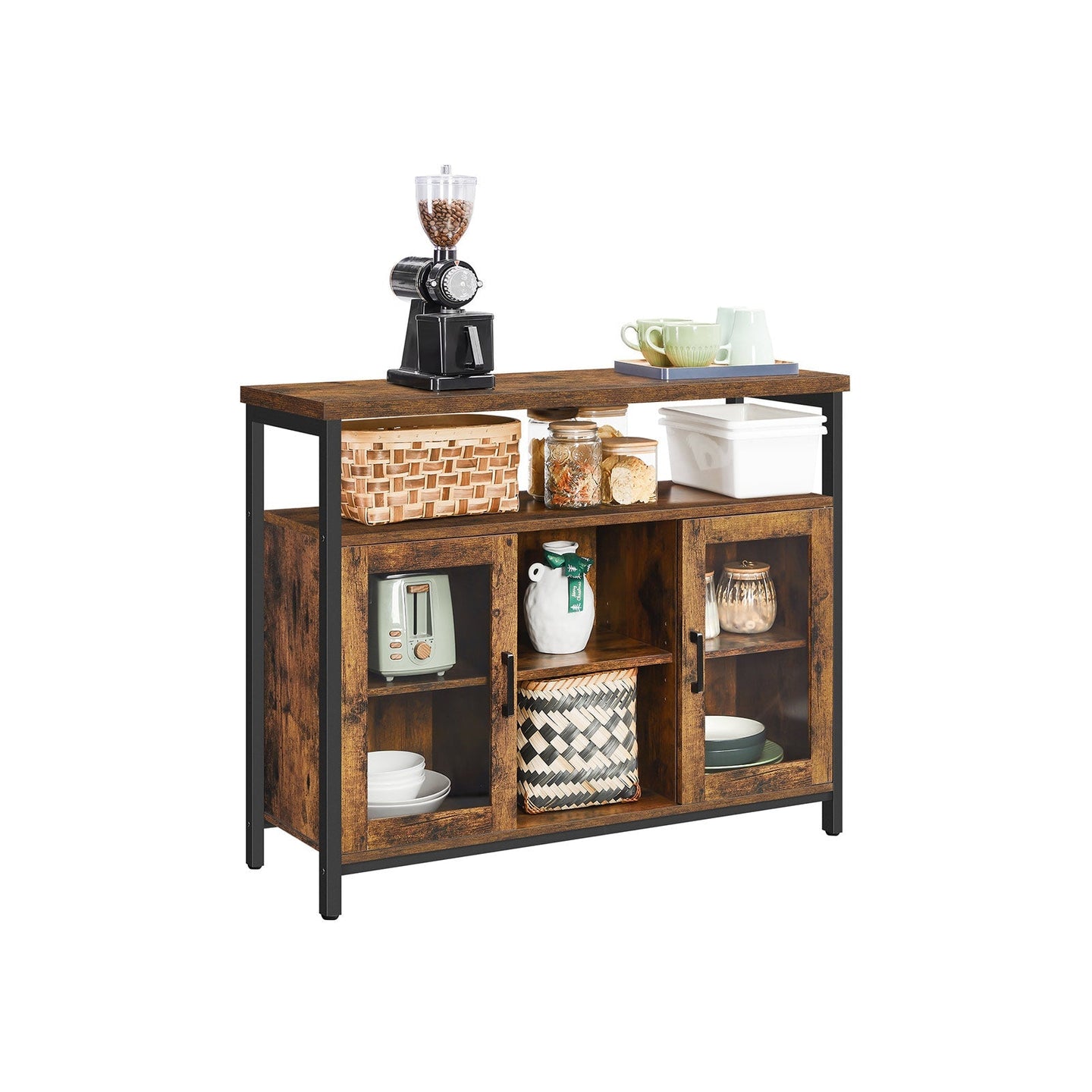 Sideboard - Wood - Rustic Brown and Black - Ideal Dimensions