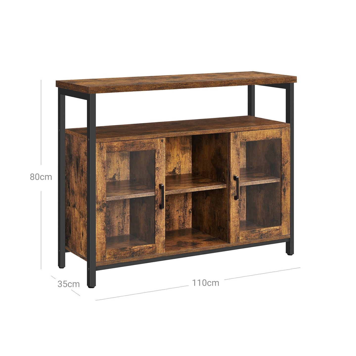 Sideboard - Wood - Rustic Brown and Black - Ideal Dimensions