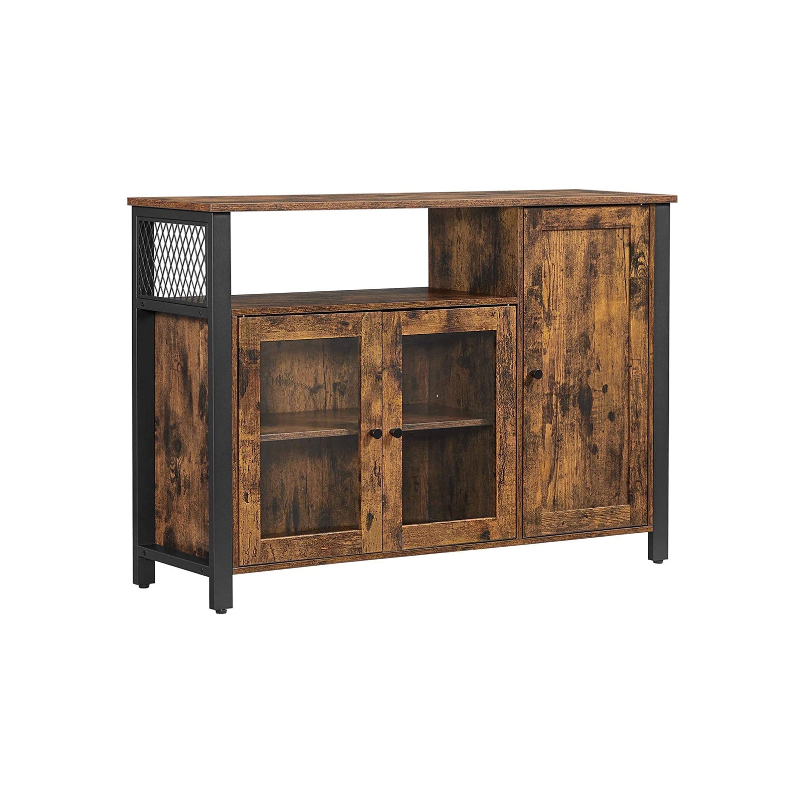 Storage Sideboard - Wood - Rustic Brown and Black