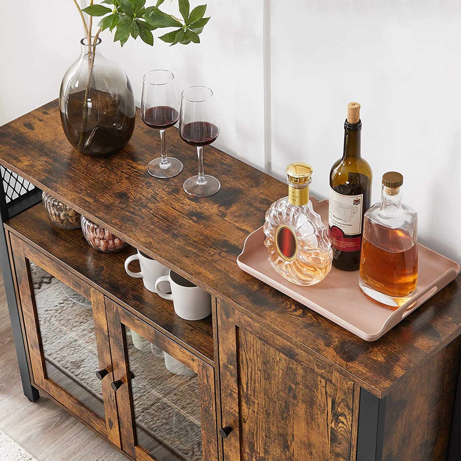 Storage Sideboard - Wood - Rustic Brown and Black