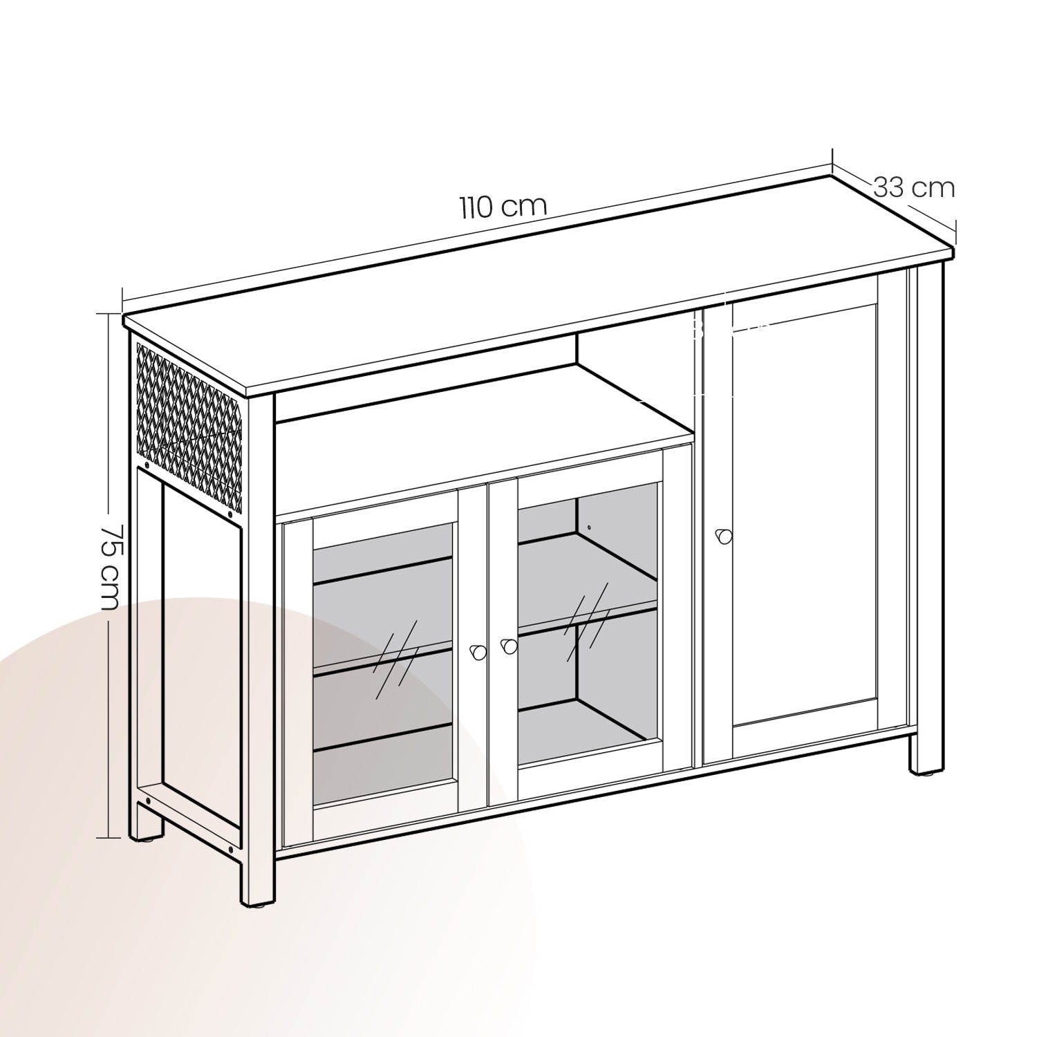 Sideboard - 3-Door Storage Cabinet - Wood - Rustic Brown and Black