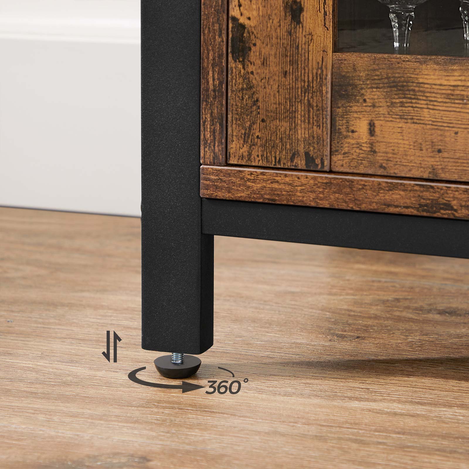 Storage Sideboard - Wood - Rustic Brown and Black