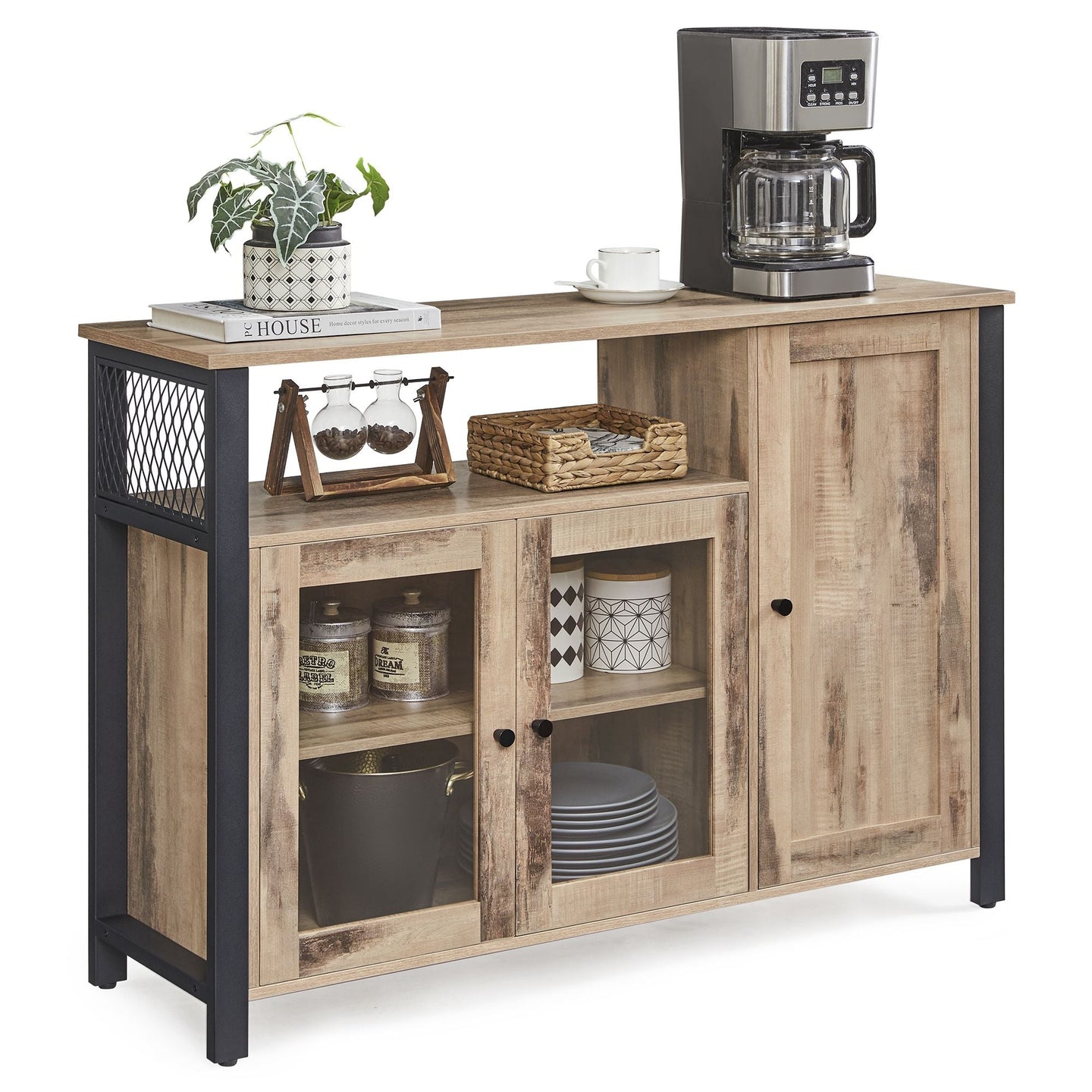 Sideboard - Wood - Rustic Brown and Black