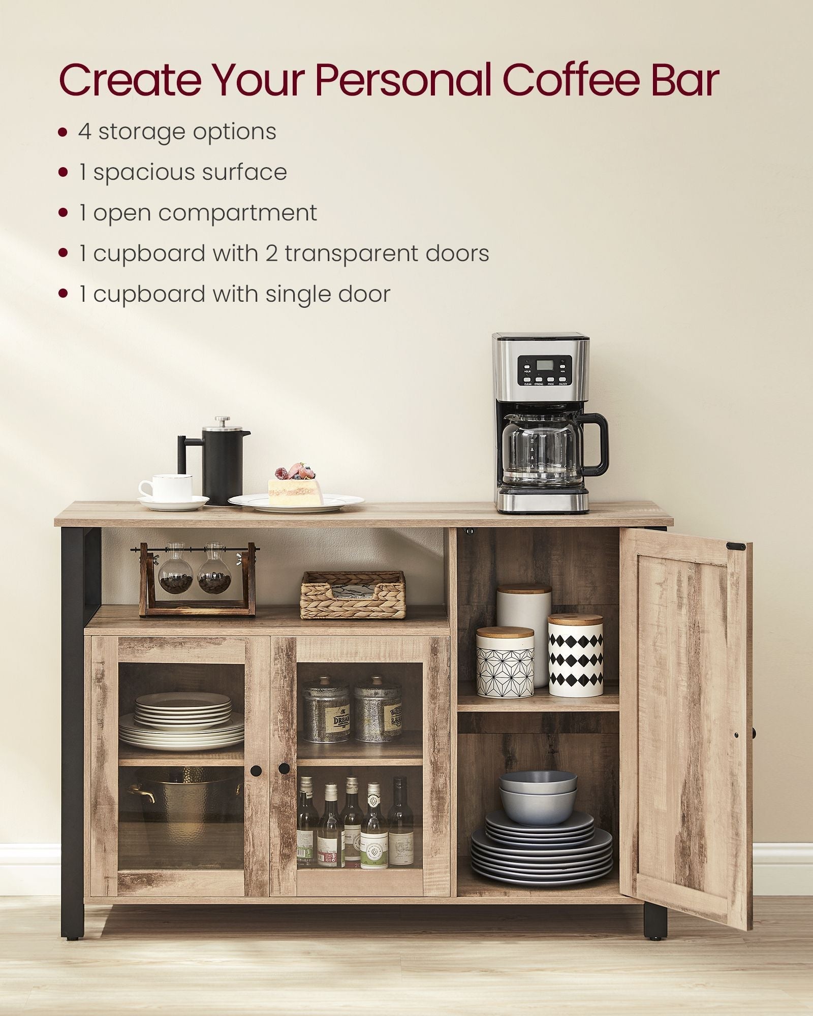 Sideboard - Wood - Rustic Brown and Black