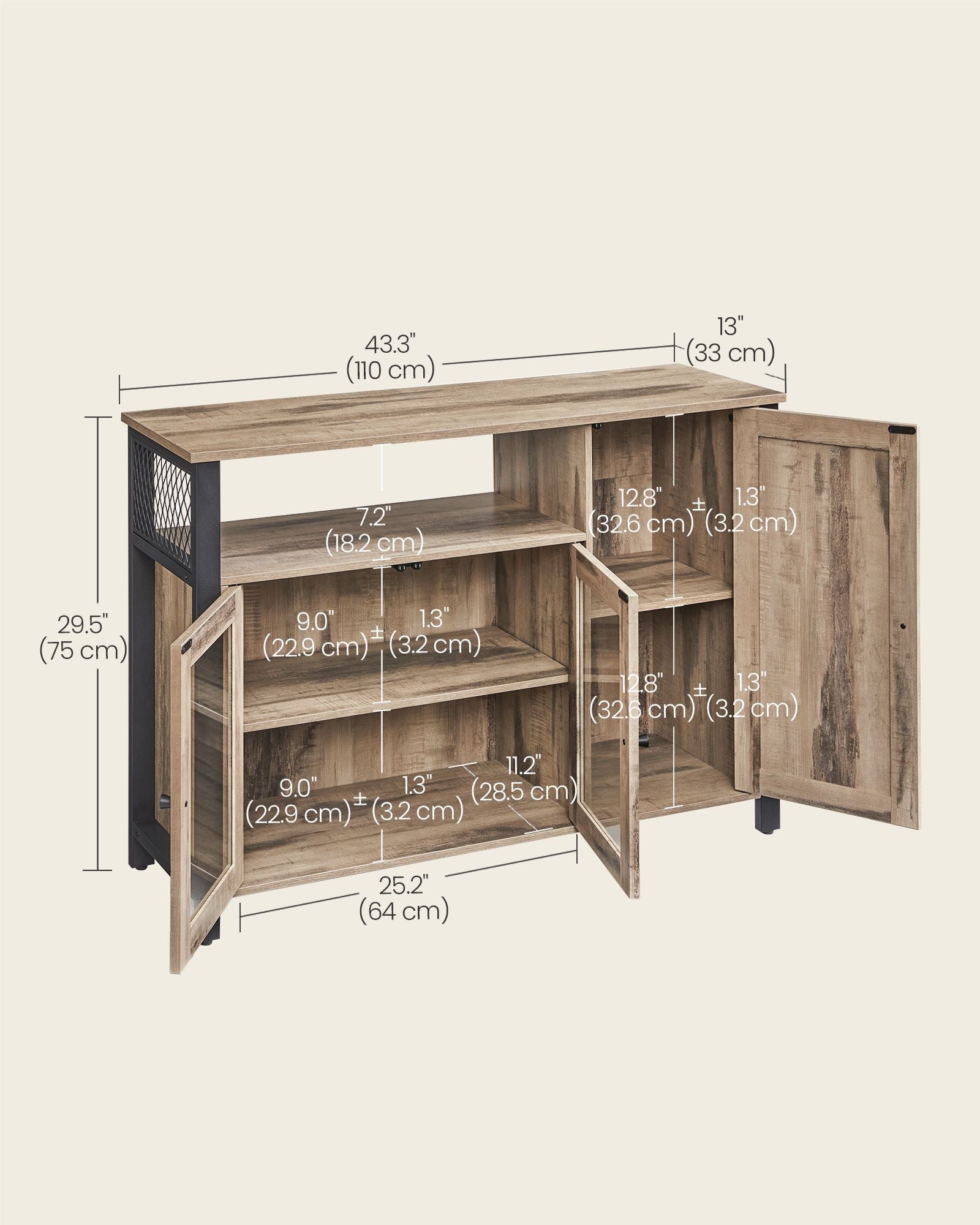 Sideboard - Wood - Rustic Brown and Black