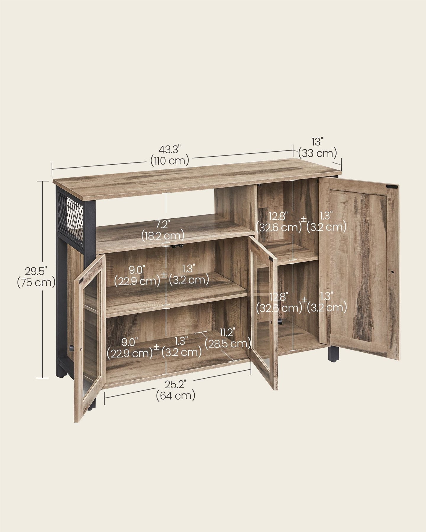 Sideboard - Wood - Rustic Brown and Black