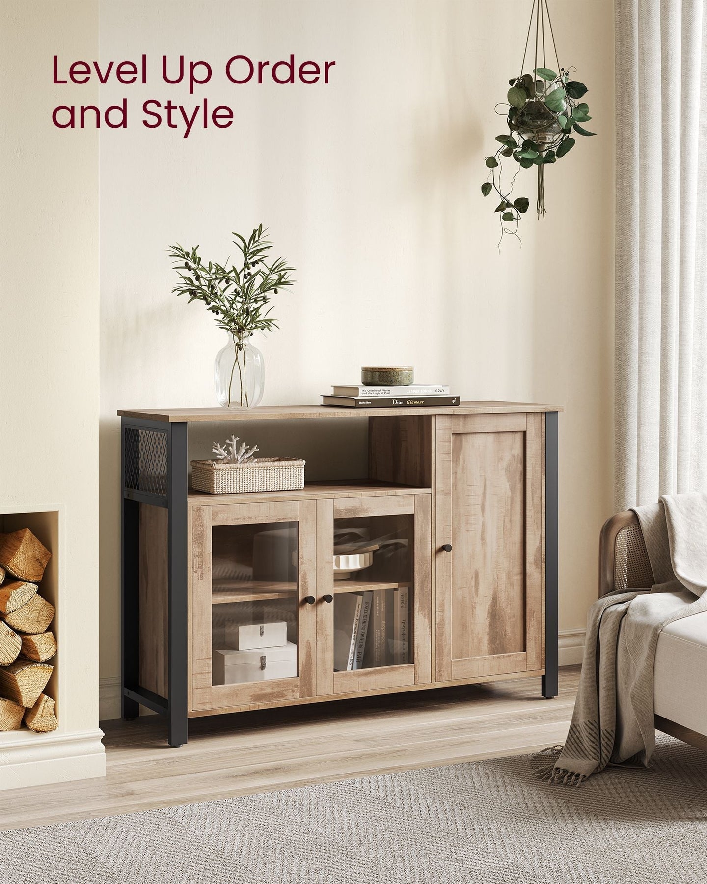 Sideboard - Wood - Rustic Brown and Black