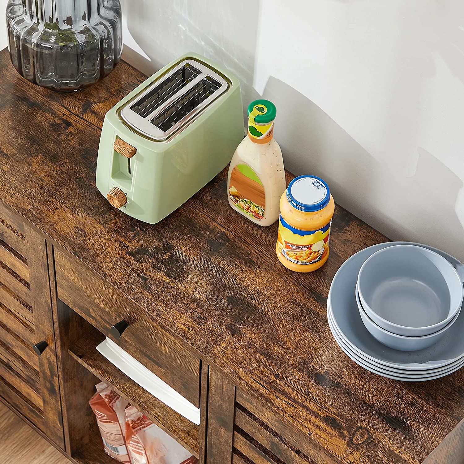 Industrial Sideboard - Wood - Rustic Brown and Black - Drawer and Storage Shelves