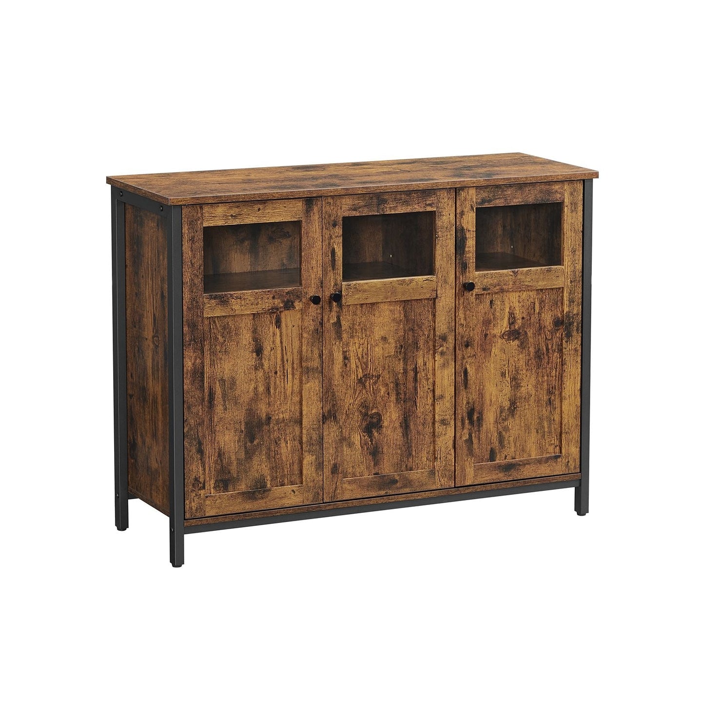 Sideboard - Glass - Rustic Brown and Black