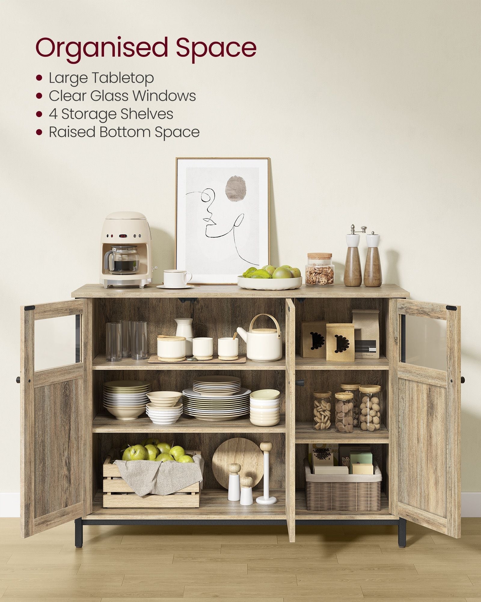 Sideboard - Steel - Rustic Brown - Compact Dimensions