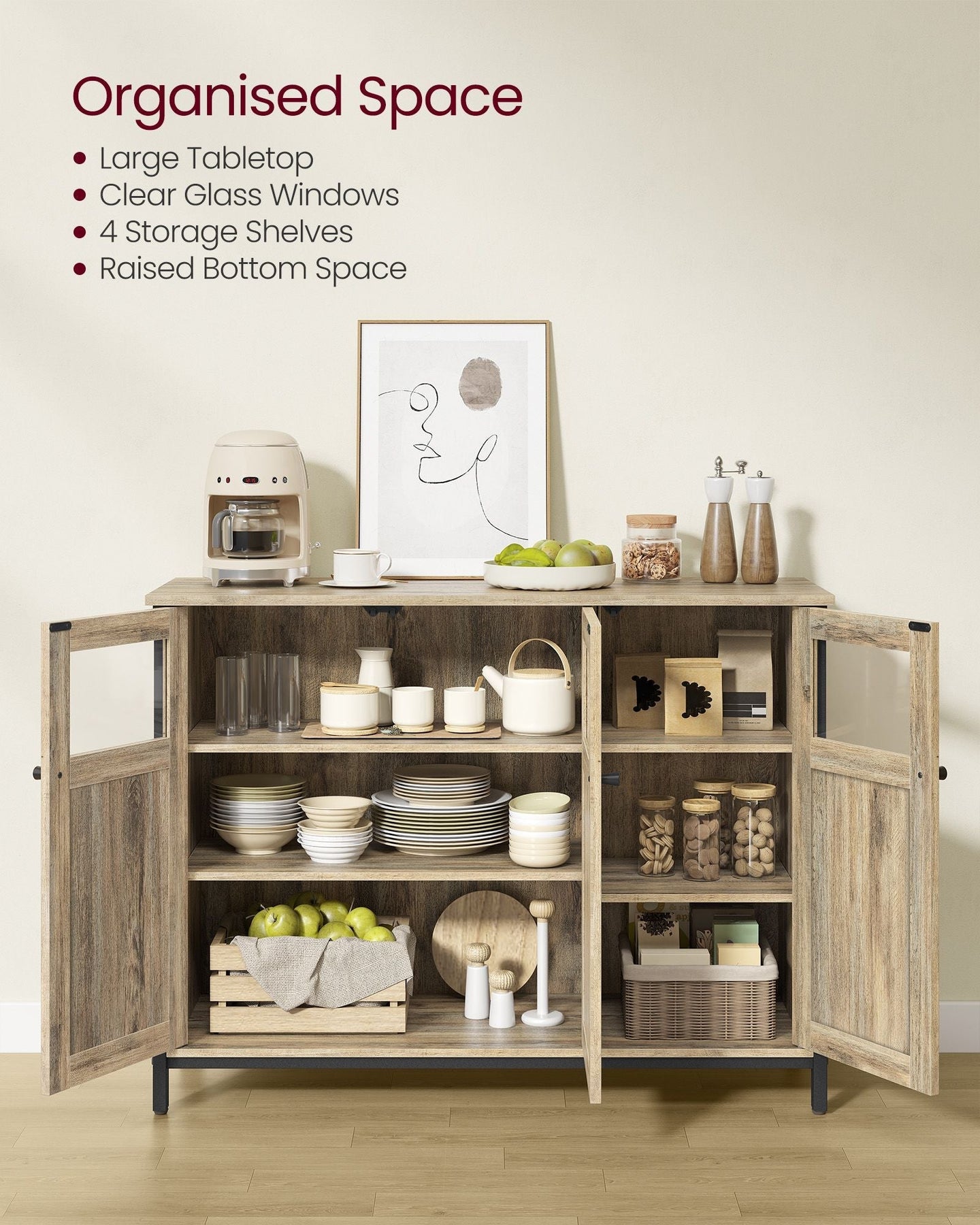 Sideboard - Steel - Rustic Brown - Compact Dimensions