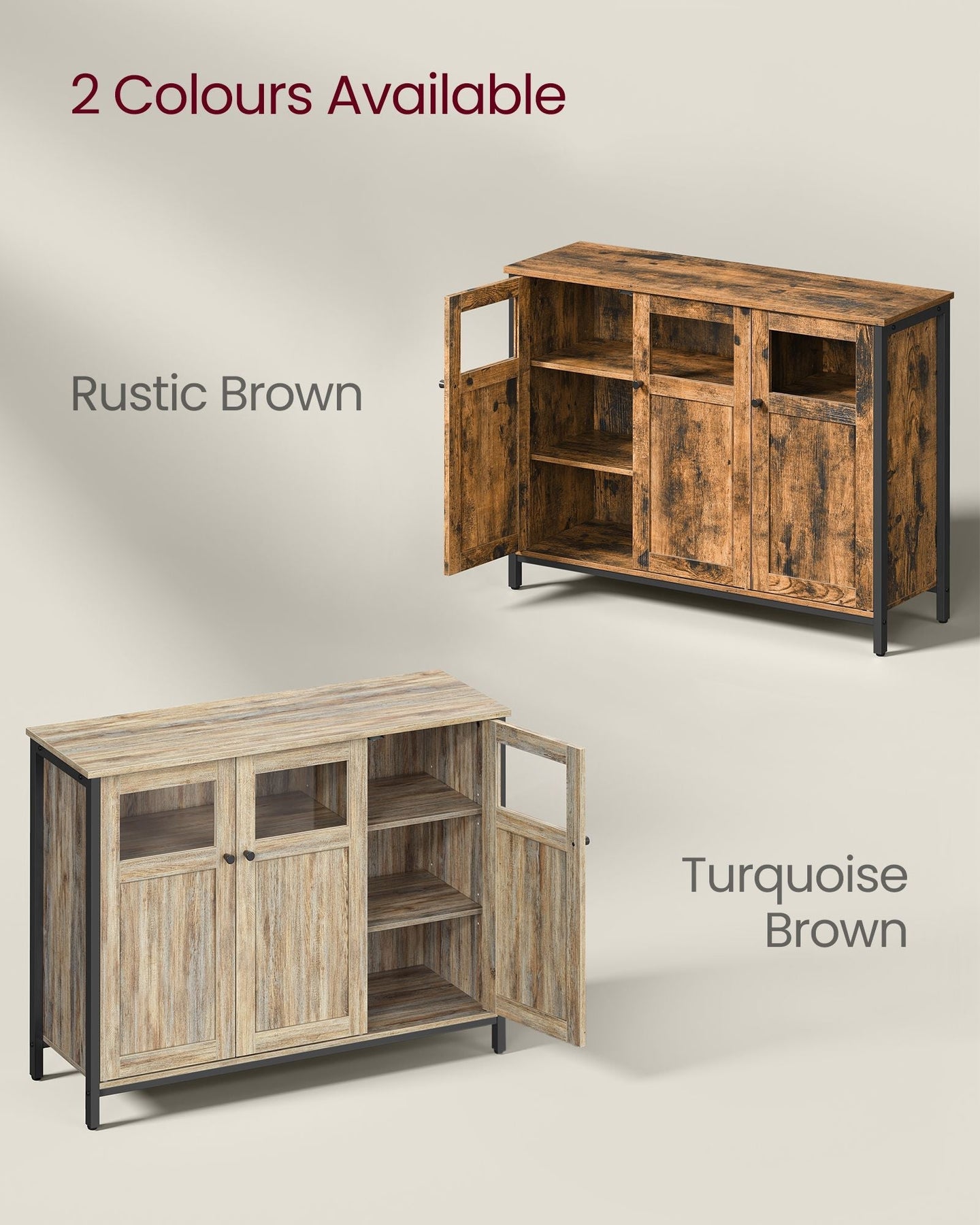 Sideboard - Steel - Rustic Brown - Compact Dimensions