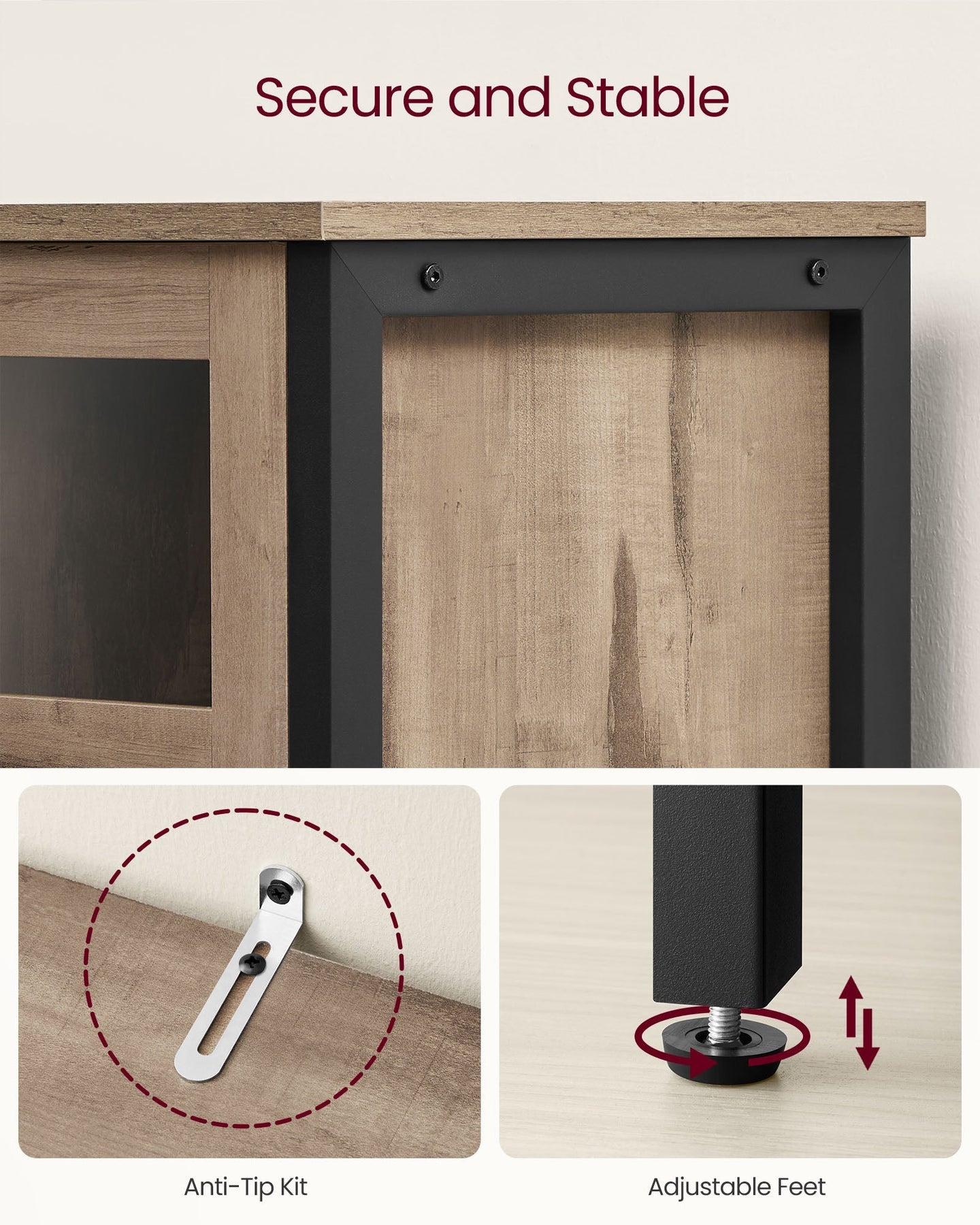 Sideboard - Steel - Rustic Brown and Black