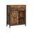 Industrial Storage Sideboard - Wood - Rustic Brown and Black - Freestanding with Sliding Barn Door and Drawer