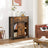 Industrial Storage Sideboard - Wood - Rustic Brown and Black - Freestanding with Sliding Barn Door and Drawer
