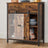 Industrial Storage Sideboard - Wood - Rustic Brown and Black - Freestanding with Sliding Barn Door and Drawer
