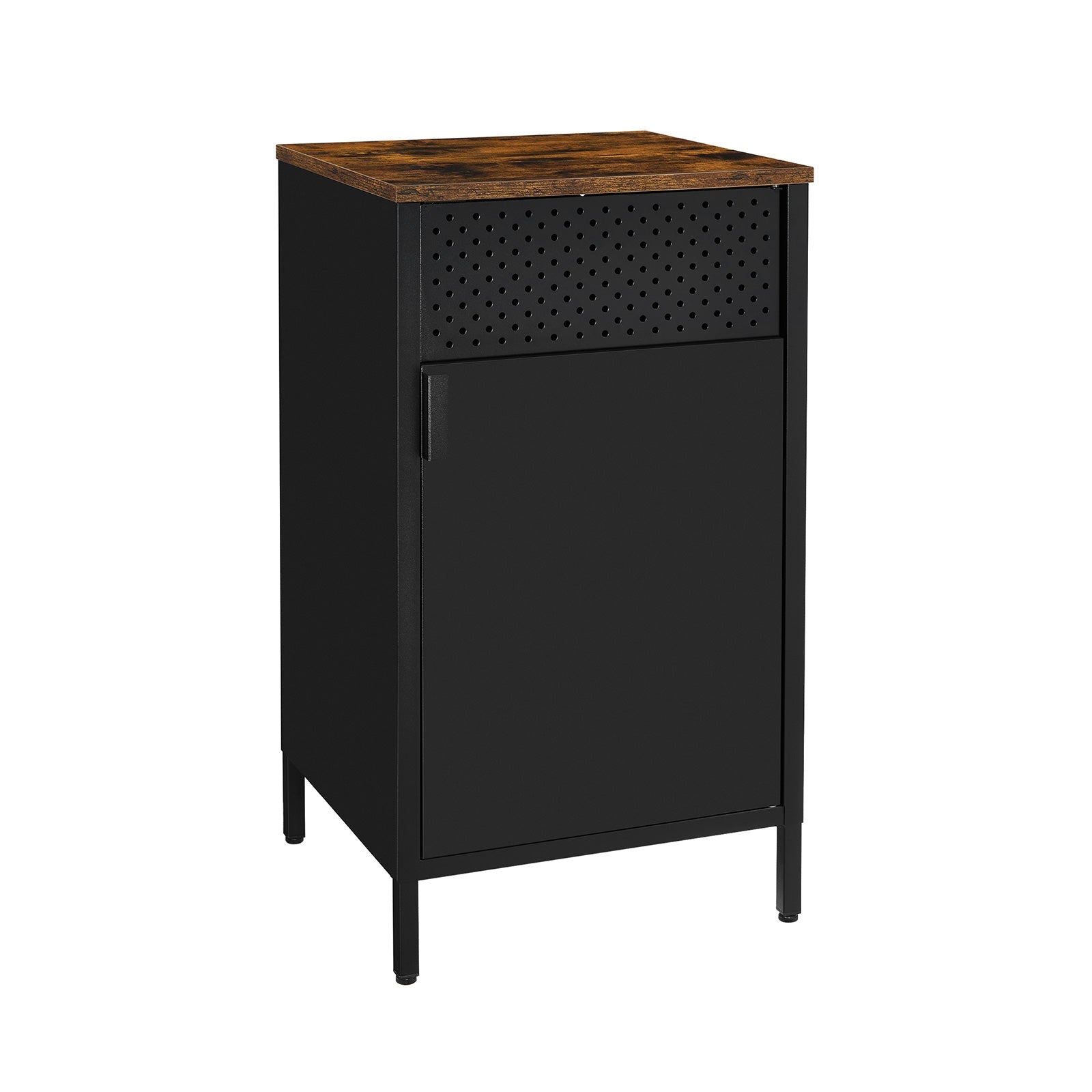 Storage Cabinet - Steel Frame - Rustic Brown and Black - Adjustable Shelf