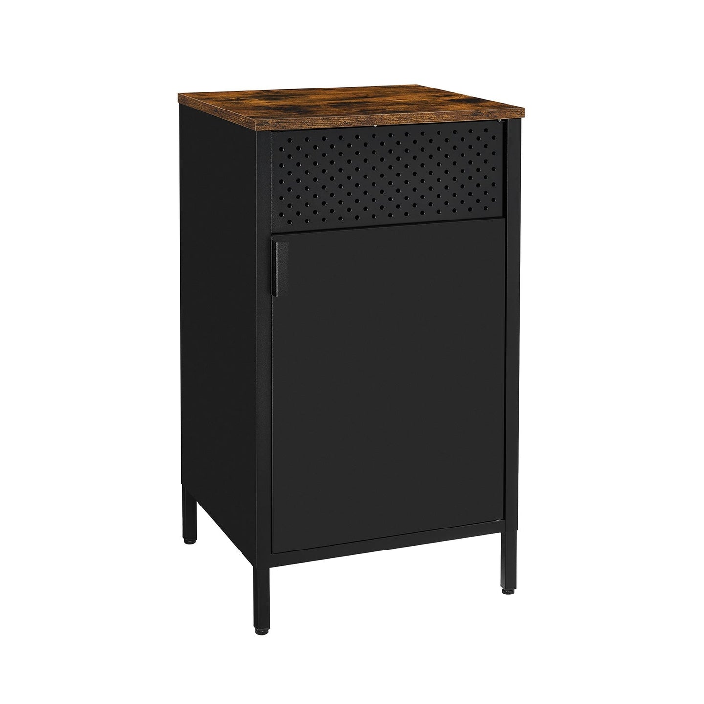 Storage Cabinet - Steel Frame - Rustic Brown and Black - Adjustable Shelf