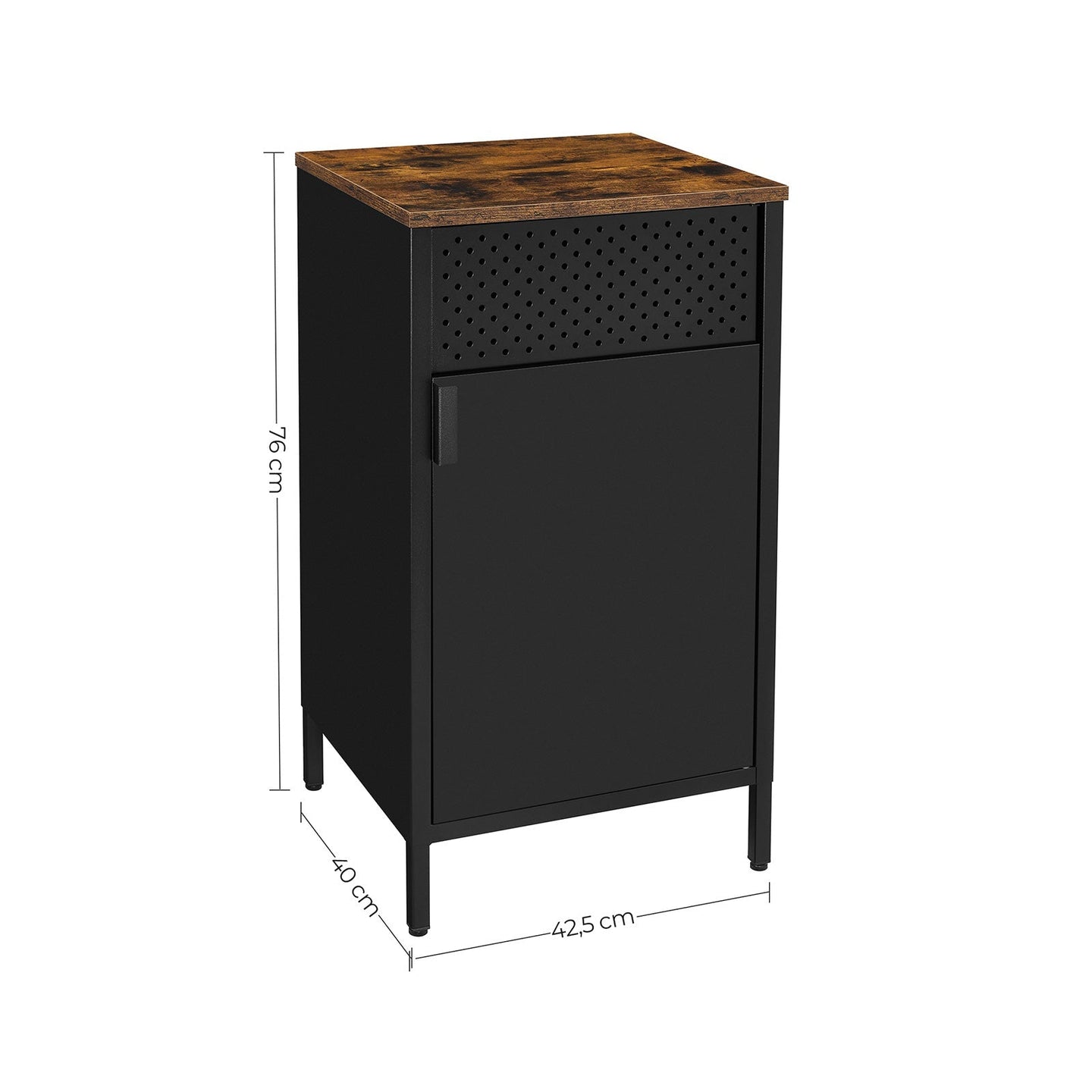 Storage Cabinet - Steel Frame - Rustic Brown and Black - Adjustable Shelf