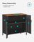 Double-Door Floor Cabinet - Steel Frame - Rustic Brown and Black - Safety First