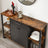 Sideboard - Steel Frame - Rustic Brown and Black - Kitchen Cupboard with Drawer and Shelves