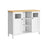 Storage Cupboard - Wood - White and Oak - Adjustable Shelves with Glass Window