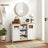 Storage Cupboard - Wood - White and Oak - Adjustable Shelves with Glass Window