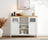 Storage Cupboard - Wood - White and Oak - Adjustable Shelves with Glass Window