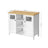 Storage Cupboard - Wood - White and Oak - Adjustable Shelves with Glass Window