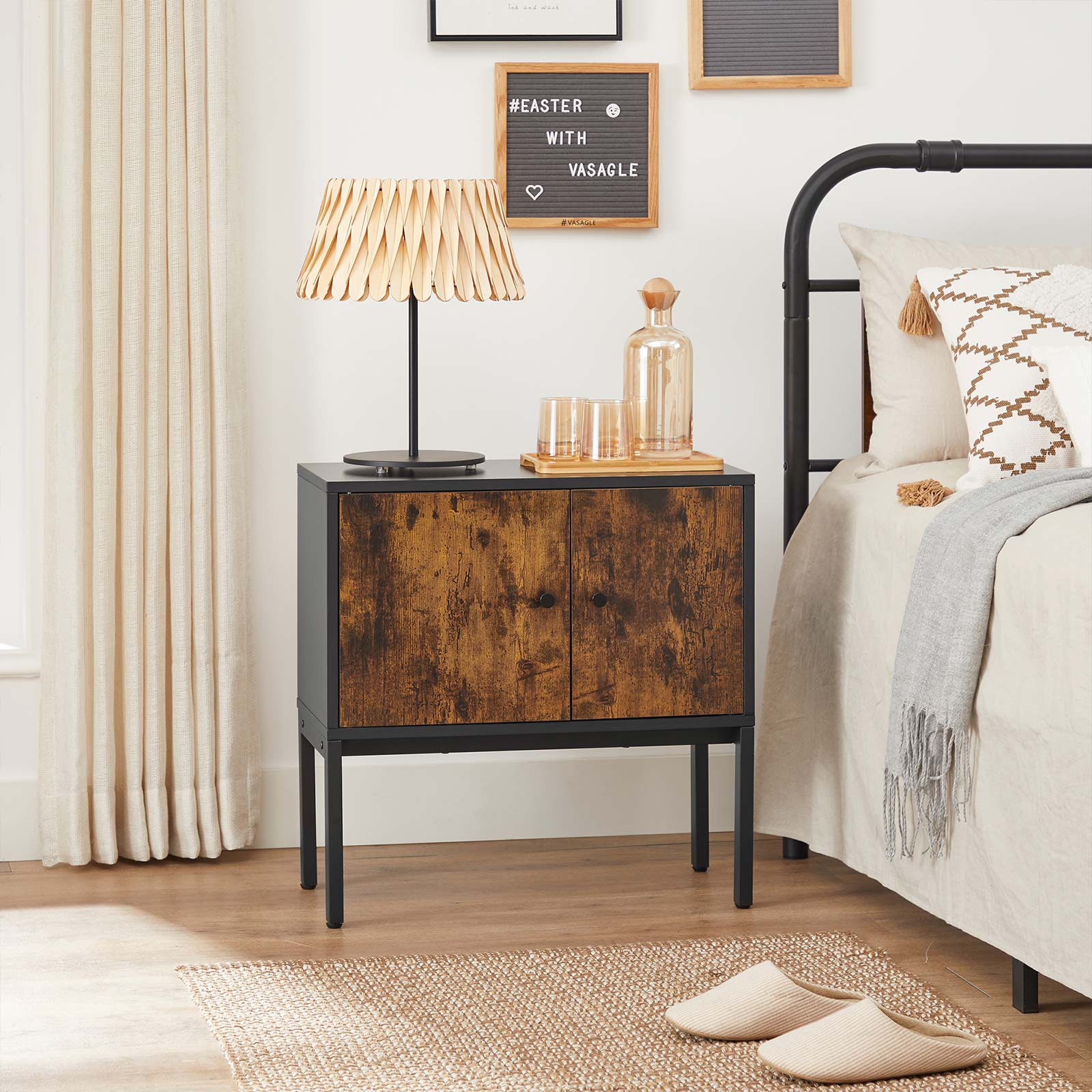 Sideboard - Steel Frame - Rustic Brown and Black