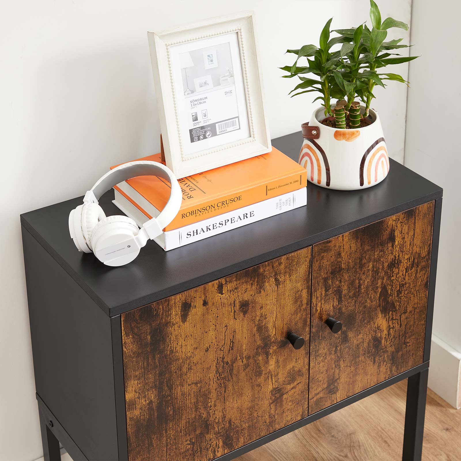 Sideboard - Steel Frame - Rustic Brown and Black