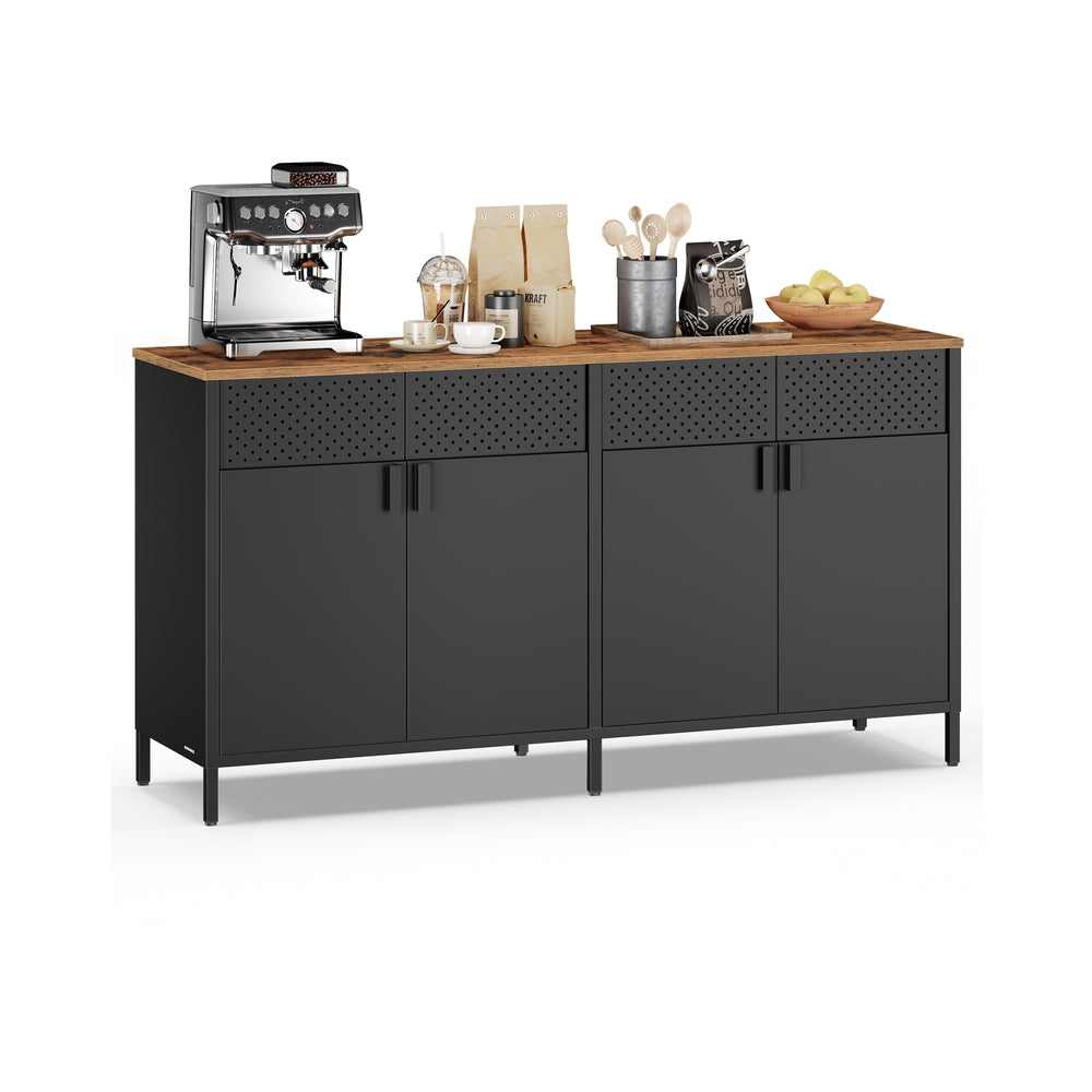 Storage Cabinet Metal Cabinet - Wood and Steel - Rustic Brown and Ink Black