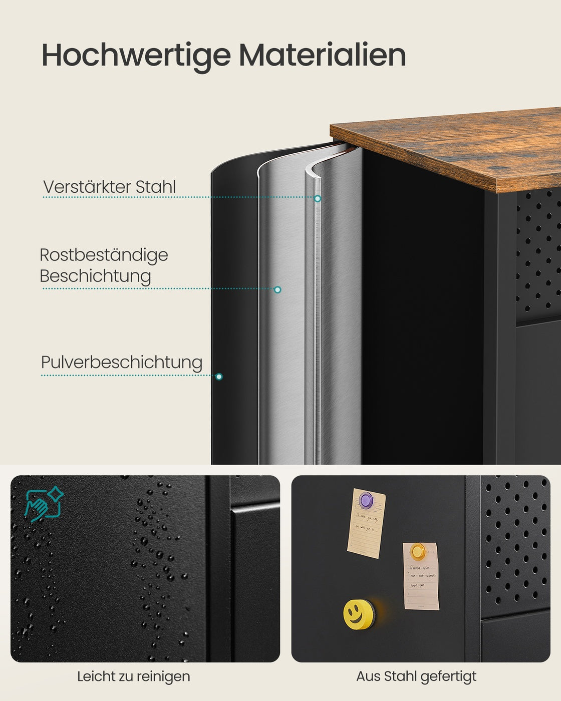Storage Cabinet Metal Cabinet - Wood and Steel - Rustic Brown and Ink Black