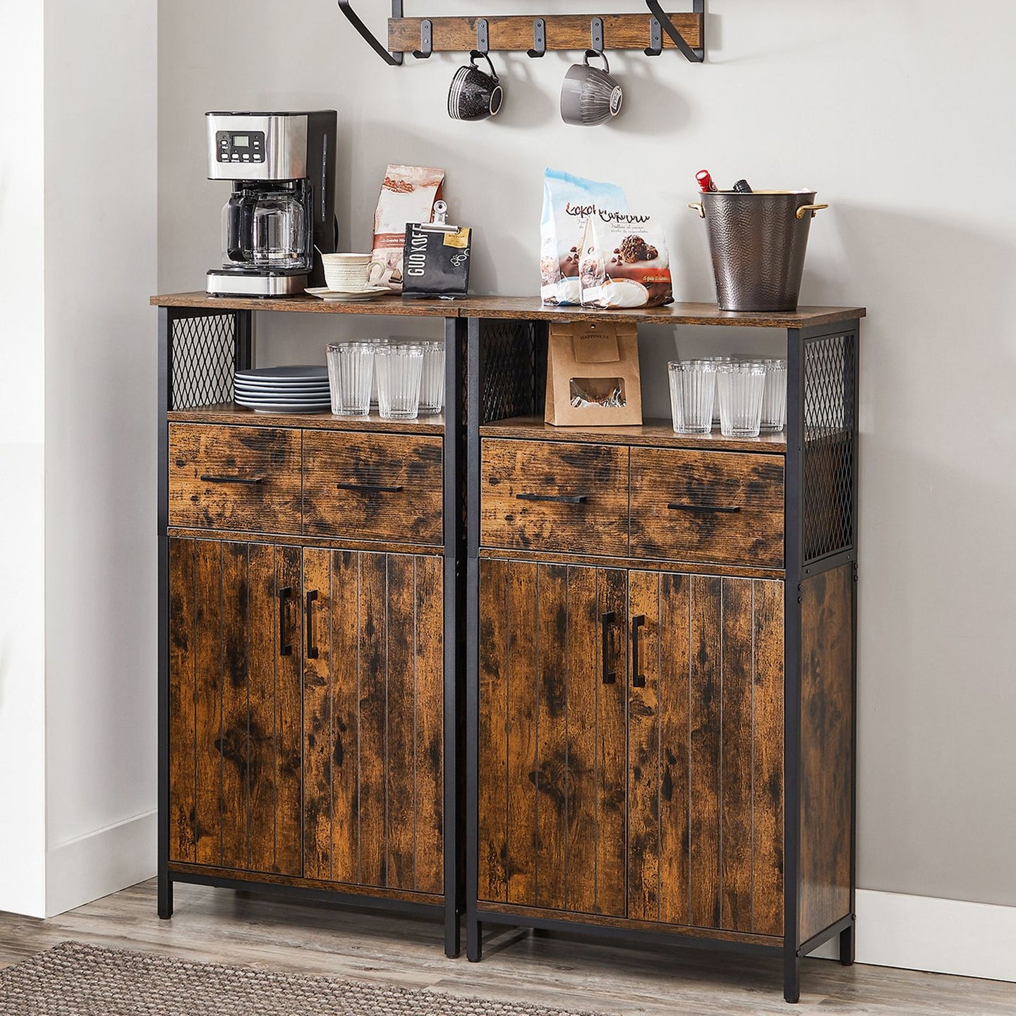 Multipurpose Sideboard - Steel Frame - Drawer and Adjustable Shelf