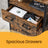 Slim Freestanding Storage Cabinet - Steel Frame - Brown and Black - Multipurpose with Drawer and Adjustable Shelf