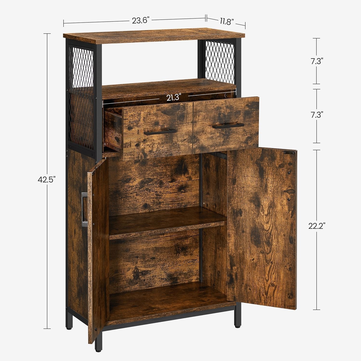 Multipurpose Sideboard - Steel Frame - Drawer and Adjustable Shelf
