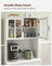 Freestanding Kitchen Cabinet - Wood - Cloud White - Glass Doors