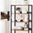 Bookshelf - Wood - Rustic Brown and Black - 4-Tier with Cabinet and Shutter Doors