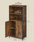 Multifunctional Floor Standing Cabinet - Wood - Rustic Brown and Black - 2 Open Compartments