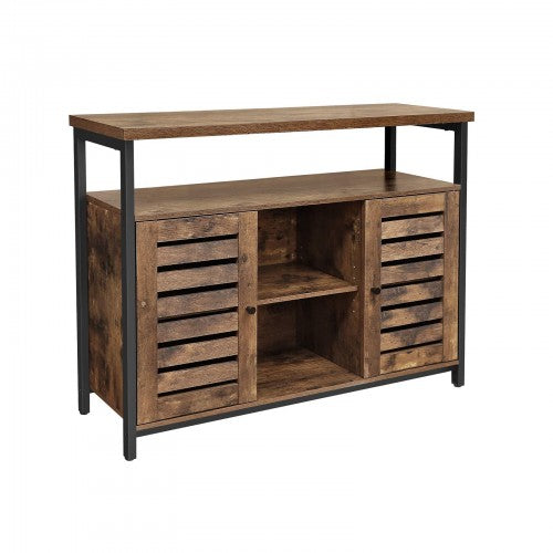 Floor Standing Cabinet - Wood - Rustic Brown - Multi-Functional Storage with Louvred Doors