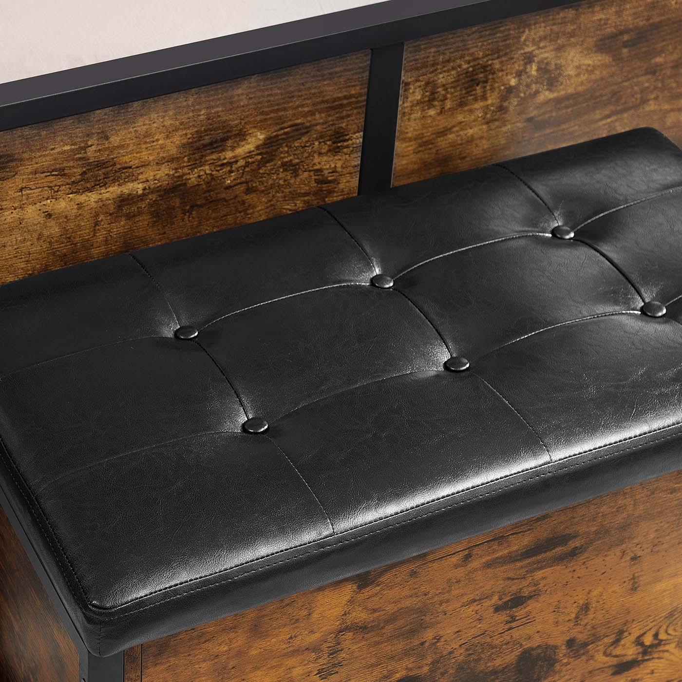 Storage Bench - Synthetic Leather - Black and Rustic Brown