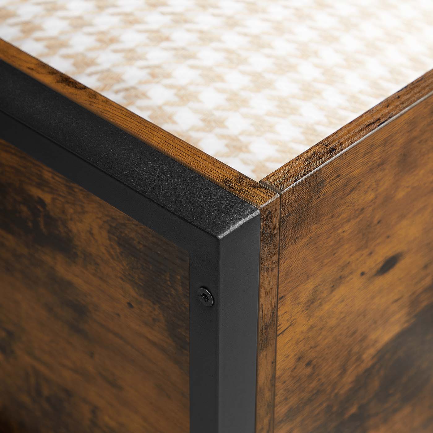 Storage Bench - Synthetic Leather - Black and Rustic Brown