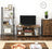 Floor Cabinet - Wood - Rustic Brown - Freestanding with 1 Drawer and Louvered Doors