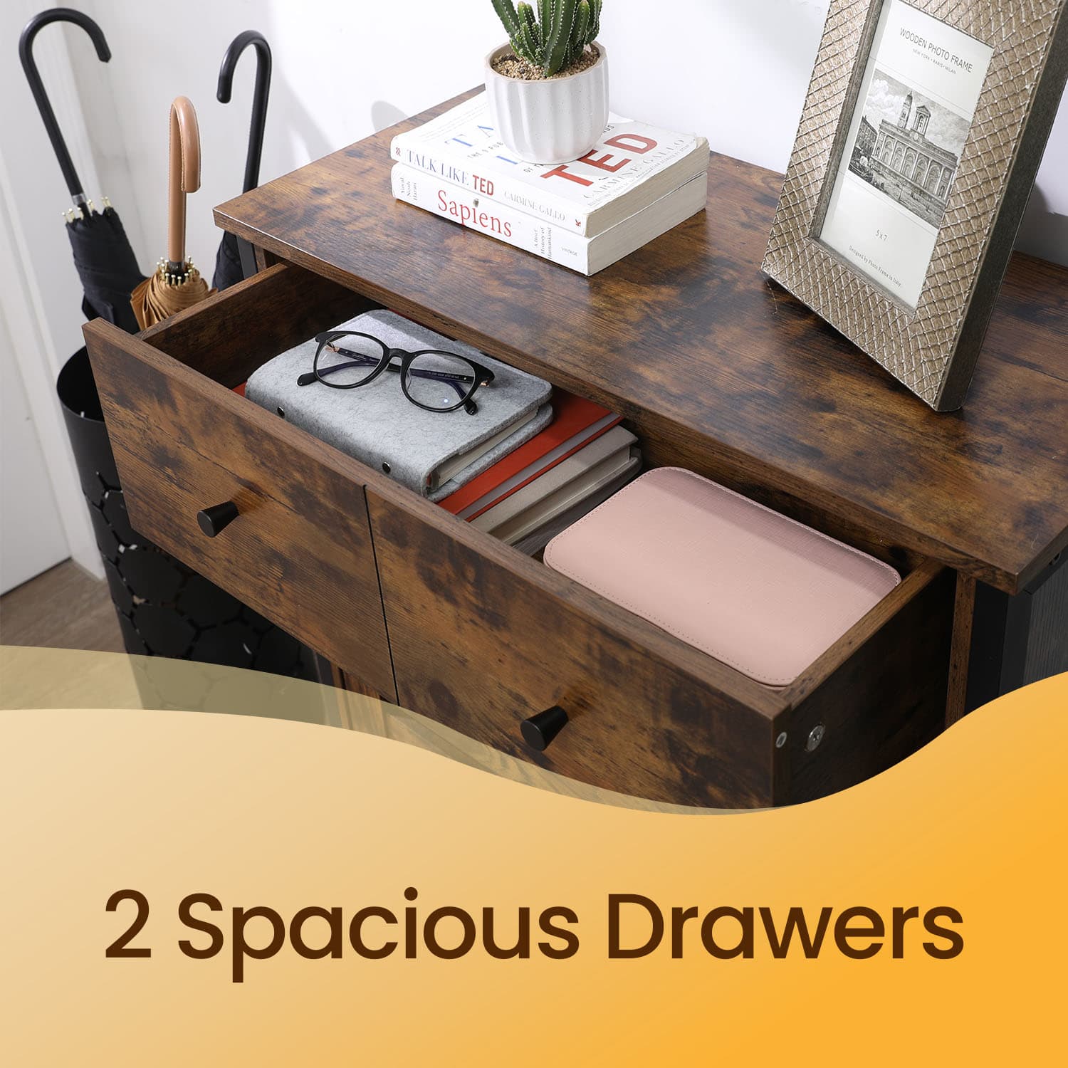 Storage Cabinet - Wood - Rustic Brown - Louvered Doors and Drawer