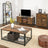 Floor Cabinet - Wood - Rustic Brown - Freestanding with 1 Drawer and Louvered Doors